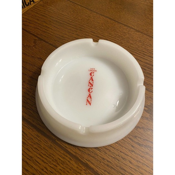 Vintage Cafe Concert Can-Can Club Las Vegas Ashtray White/Red Logo Inside - Picture 1 of 4